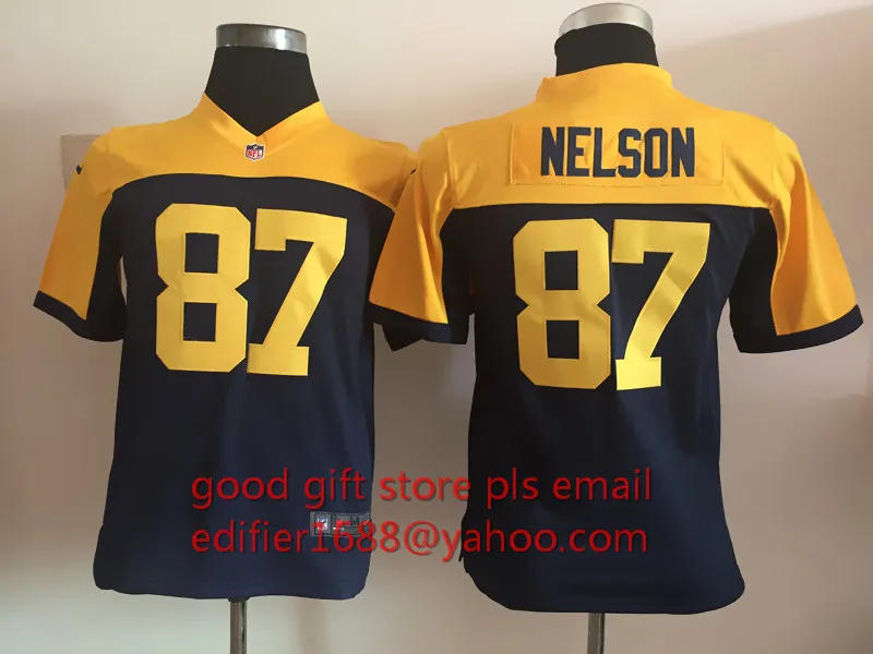 Stitiched, Green Bay s, Aaron Rodgers, eddie lacy, Randall Cobb, Ha Clinton-Dix, Clay Matthews, Brett Favre для молодежи, детский трикотаж - Цвет: Коричневый