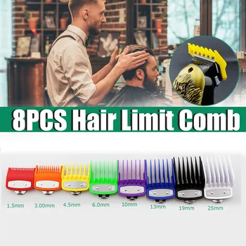 

8PCS Professional Guide Hair Limit Comb Colourful Polymer Shaver Haircut Machine Limit Comb Replacement Cutting Tool Kit 8 Sizes