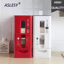 Измеряемая герметичная коробка для хранения риса зерновые зерна бобы мука пищевые пластиковые контейнеры банки влагостойкие Ведра Кухонные товары