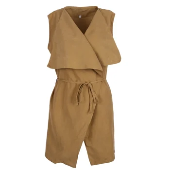 

2019 High Quality Women Solid Coat Sleeveless Waterfall Long Cardigan Jacket Windbreak Cape Coat