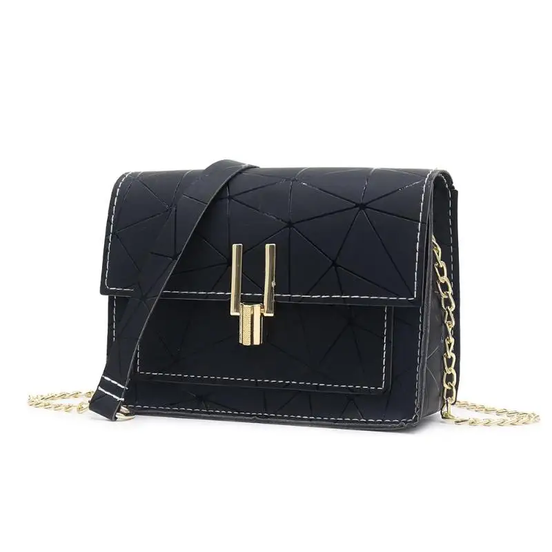 

Women Small Flap Shoulder Crossbody Bags Fashion Chain Korean Satchel Teenage Girls PU Leather Geometric Print Messenger Bag