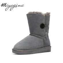 Новое поступление классических дамских зимних водонепроницаемых сапог из натуральной яловой кожи на настоящем меху с бесплатной доставкой Mujer Botas зимняя обувь для женщин