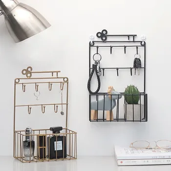 

NEW Storage Holders & Racks Creative Door Hanging Key Iron Storage Basket Wall Frame Key Hook Home Storage & Organization