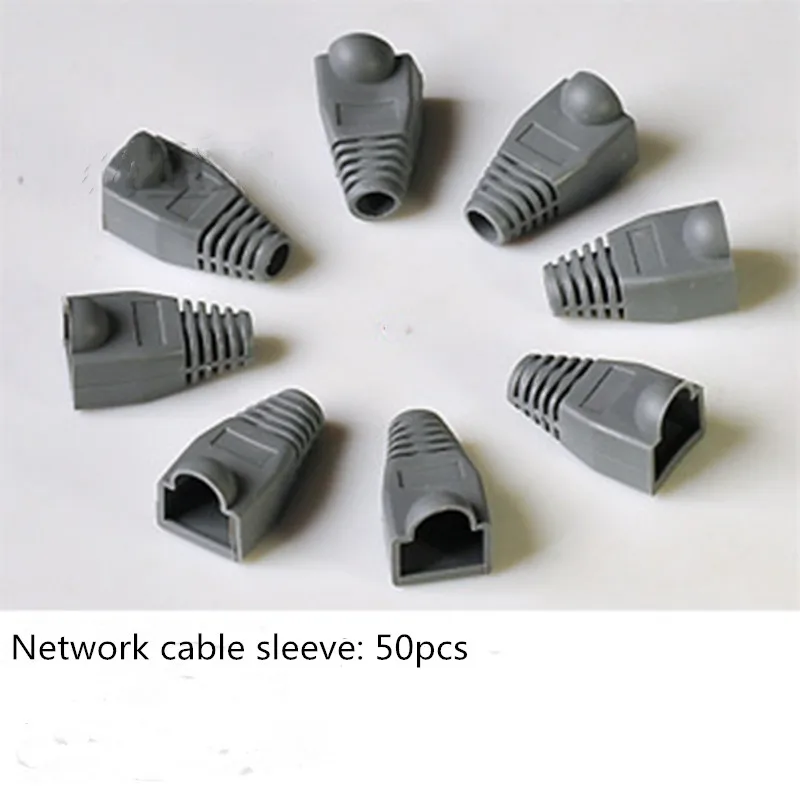 

50pcs Network cable protective sleeve for RJ45 Connector Caps CAT6 CAT5e Network Connectors Ethernet Cable light grey