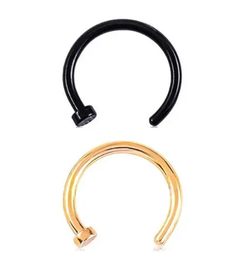 1p cBlack-1pc Gold Поддельная перегородка из медицинского титана для носа кольцо серебро золото Зажим для тела обруч для женщин перегородка пирсинг клип Ювелирные изделия подарок 1 шт - Окраска металла: 1p cBlack-1pc Gold