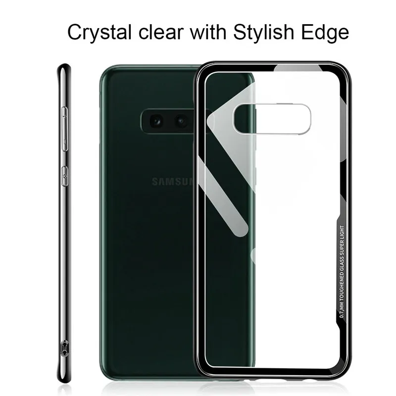 

Plating Case for Samsung Galaxy S10 Plus Tempered Glass Clear Cover for S10 S10E S9 S9+ Slim TPU Soft Bumper Shell Shockproof