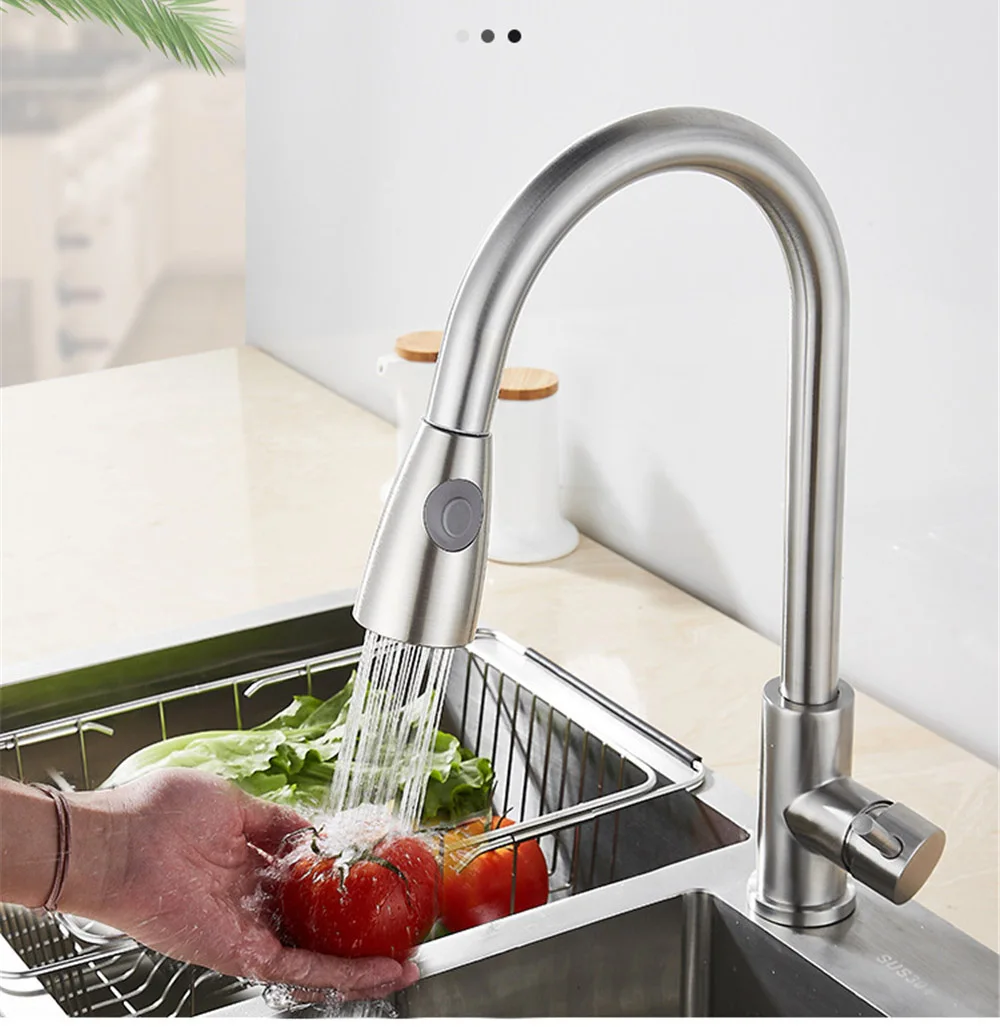 Grifo de estiramiento Extra largo de 80CM, cabezal de pulverizador de corriente extraíble, fregadero de un solo orificio, grifo mezclador frío caliente de cocina, negro