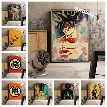 

Dragon Ball Z Sun Wukong Vegeta Super Saiyan retro style old style home decoration painting poster canvas painting o960
