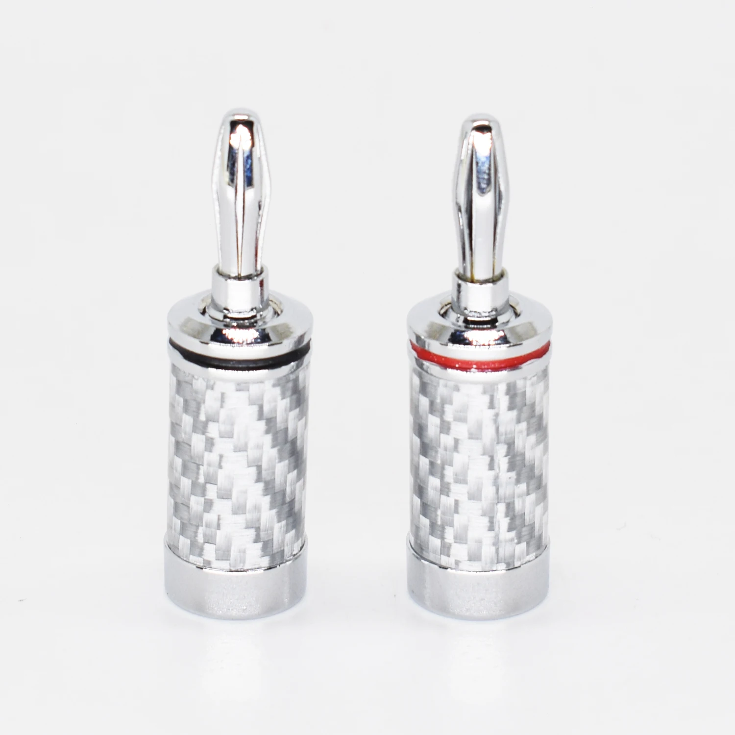 8pcs Rhodium 4mm Banana Plug Male Speaker Audio Connector Carbon Fiber Tube | Электроника