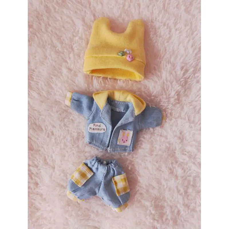 Ob11 baby clothes 1/12 bjd GSC DDF PICCODO plain denim suit doll clothes hat+coat+ pant Accessories gift