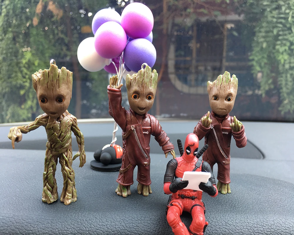 Car Interior Decoration Personality Groot Action Figure Sitting Model Anime Mini Doll Car Goods Interior Decoration Accessories