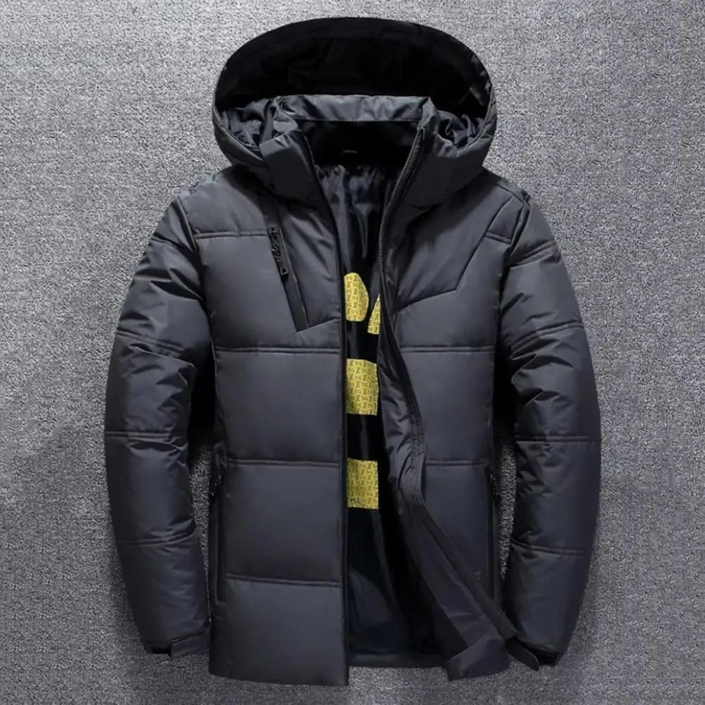 Men Down Coat Hooded Printed Inseam Highly Warm Leisure Winter Jacket Down Coat for Skiing