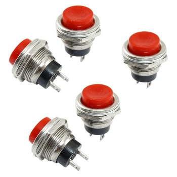 

5 Pcs SPDT Red Round Momentary Push Button Switch 3A 125V 1.5A 250VAC