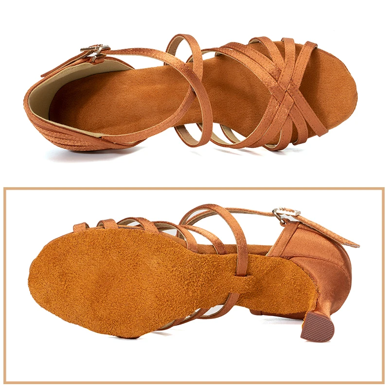 Dance Shoes Women Latin Ballroom Soft Bottom High heel Ladies Practice Latin Salsa 8.5CM