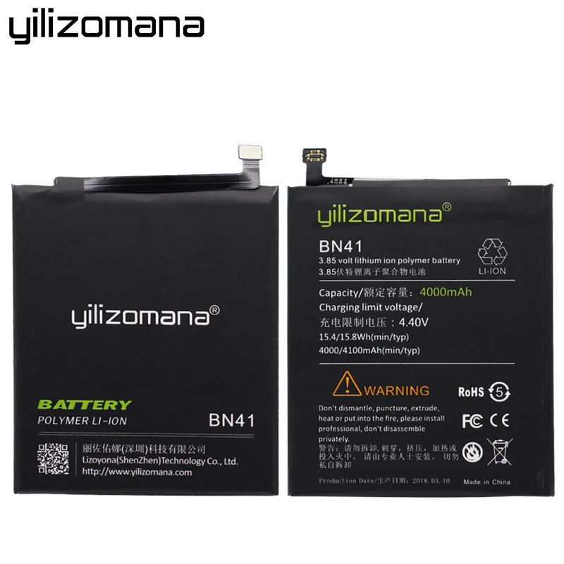 YILIZOMANA запасная батарея для телефона BN41 BN43 BM22 BM46 BM47 Xiaomi Mi 5 Redmi 3 Pro 3S 3X Note 4 4X MTK