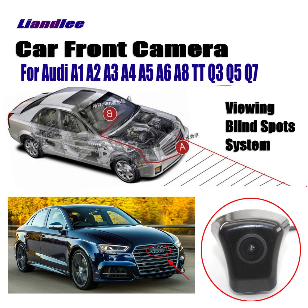 Liandlee HD камера переднего вида с ночным видением для Audi, камера с логотипом, как для Audi A1, A3, A4, A5, A6, A7, Q3, Q5, Q7, TT, фронтальная камера