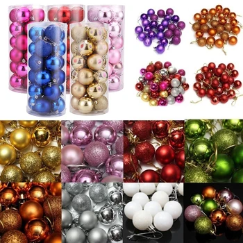 

24PCS Christmas Tree Ball Decor Ball Christmas Party Hanging Ball Ornament 3cm/4cm Decorations for Home Xmas Decoration Gifts