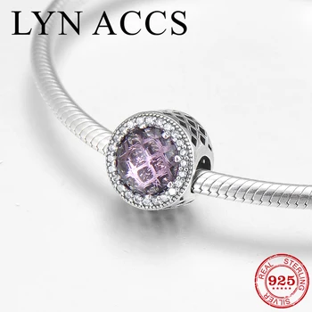 

2019 New 925 Silver deep Pink CZ Hollow Shining heart Beads Jewelry Making fit Original LYNACCS Charms Bracelet Necklace DIY