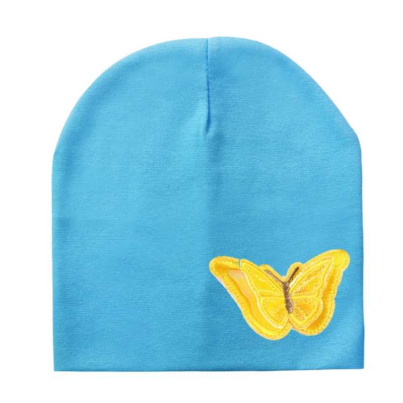 New Baby boy girl hat color butterfly cloth sticker Toddler Infant Beanie Hat Spring Autumn Winter Children's Hats kids beanies