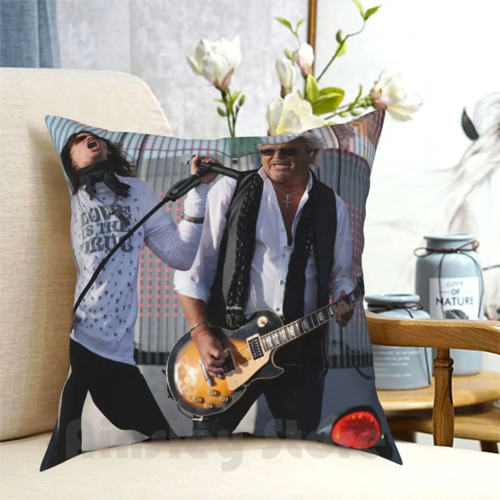 

Hansen & Mick Jones Of Foreigner Pillow Case Printed Home Soft Throw Pillow Music Live Celebrities Canon Night