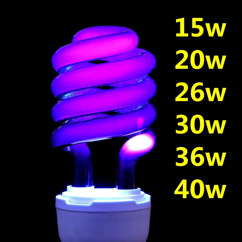 

220V E27 15-40W UV Light Bulb UV Ultraviolet Fluorescent CFL Light Bulb Spiral Enegy Saving Black Light Violet Lamps Lighting