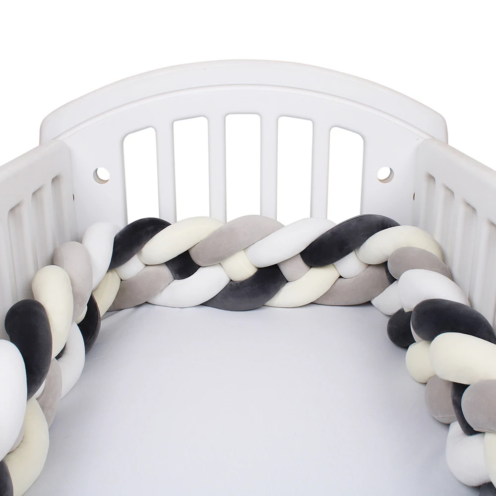 

4 Braided 2.2M/3M/4M Baby Bumper In The Crib Bed Bumper for Newborn Knot Braided Bumper Pillow Cushion Bedding Set