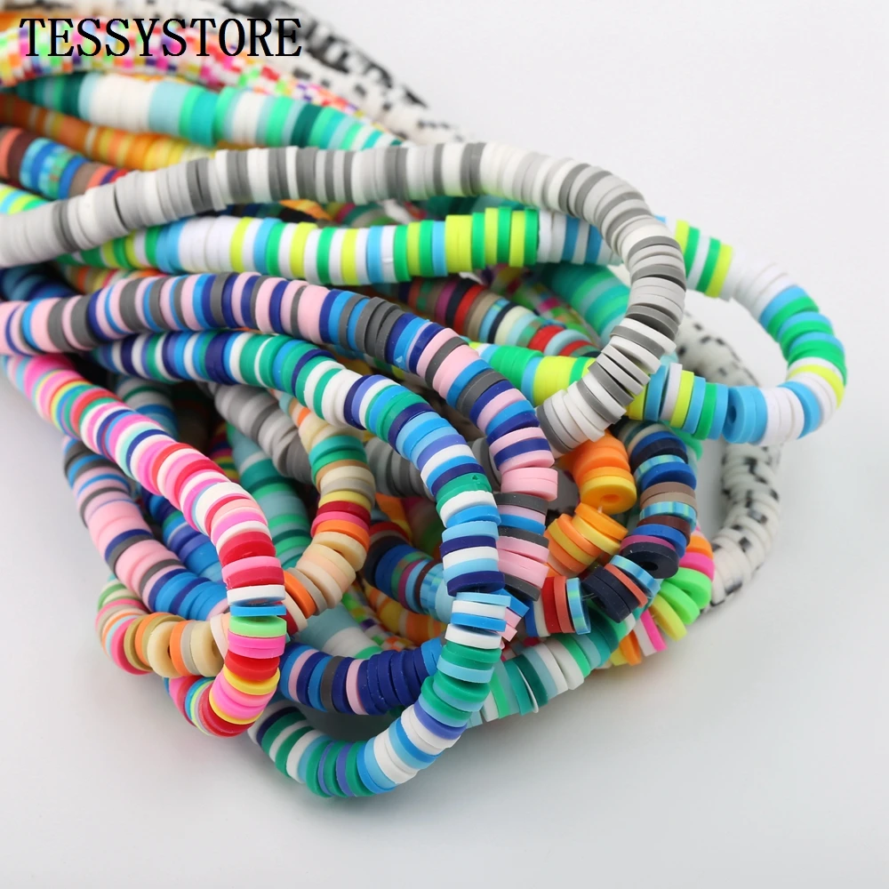 Круглые плоские бусины из полимерной глины TESSYSTORE 6 мм с отверстием насыпью для