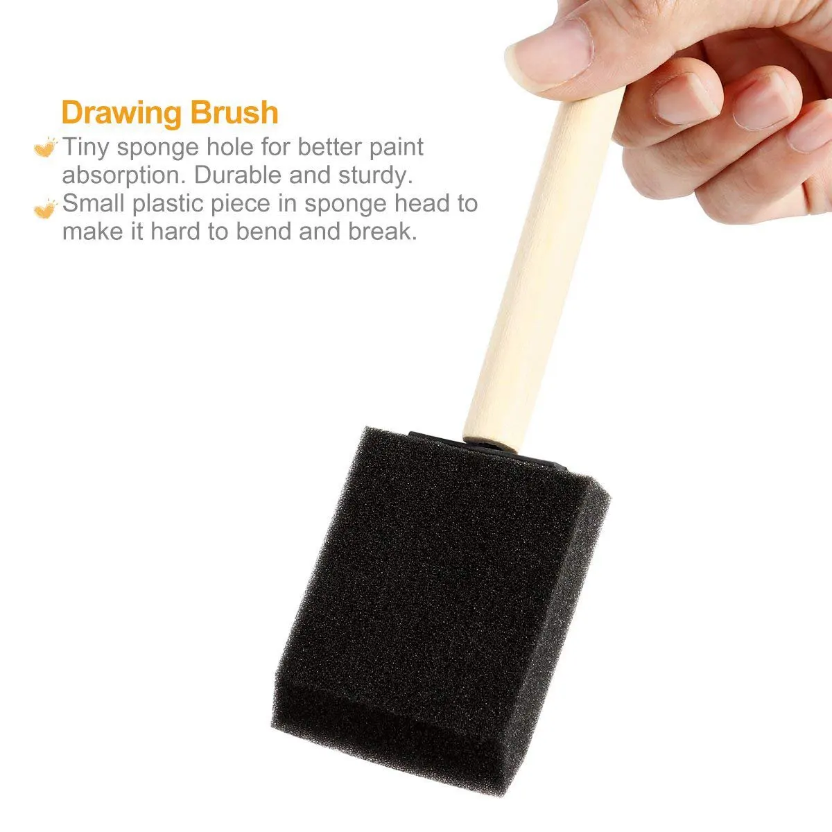 Foam Brush, 50Pcs Black Sponge Foam Brush with Premium Wood Handle Paint  Brush Lightweight Children Drawing Graffiti Tools Art Supply for Painting