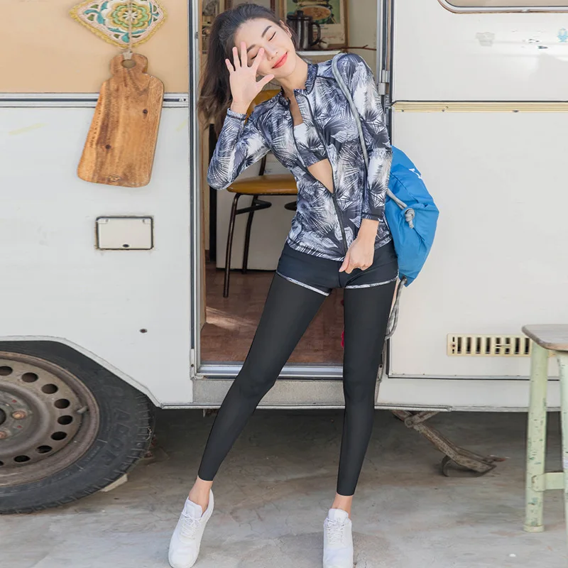 

South Korea Diving Suit Zipper Split Type Long Sleeve Trousers Swimsuit Sun-resistant Quick-Dry Couples Men And Women Jellyfish