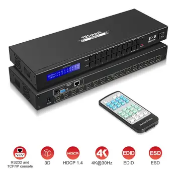 

4K Ultra HD HDMI Matrix 8X8 Switcher Splitter Matrix HDMI Up 4Kx2K@30HZ 1080P@60Hz Support LAN Port Control Rack Mount HDMI 1.4