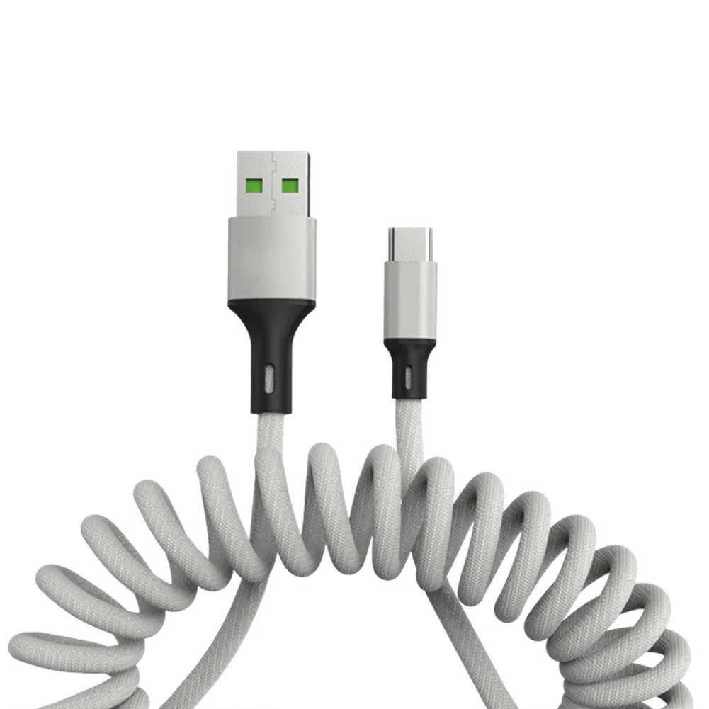 happy one】Spring Extension Micro USB Type-C Charging Data Cable