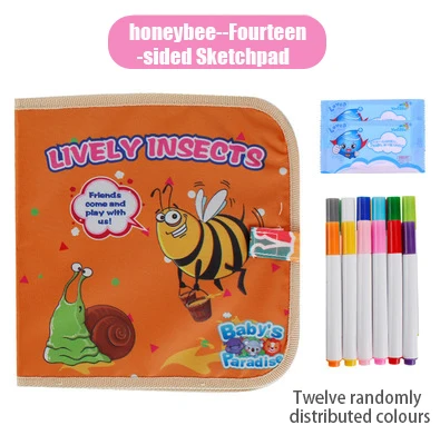 4 Portable Sketchpad Repeatable Wipe Painting Book Blackboard Album With Colour Pen Dustless Graffiti Kids Painting Book 12 Pens - Цвет: 4