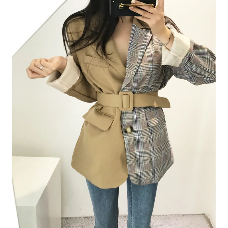 LANMREM/ Осенняя и новая модная трендовая Женская свободная куртка с длинными рукавами и отстрочкой, Повседневная Женская куртка, топы TC00104S