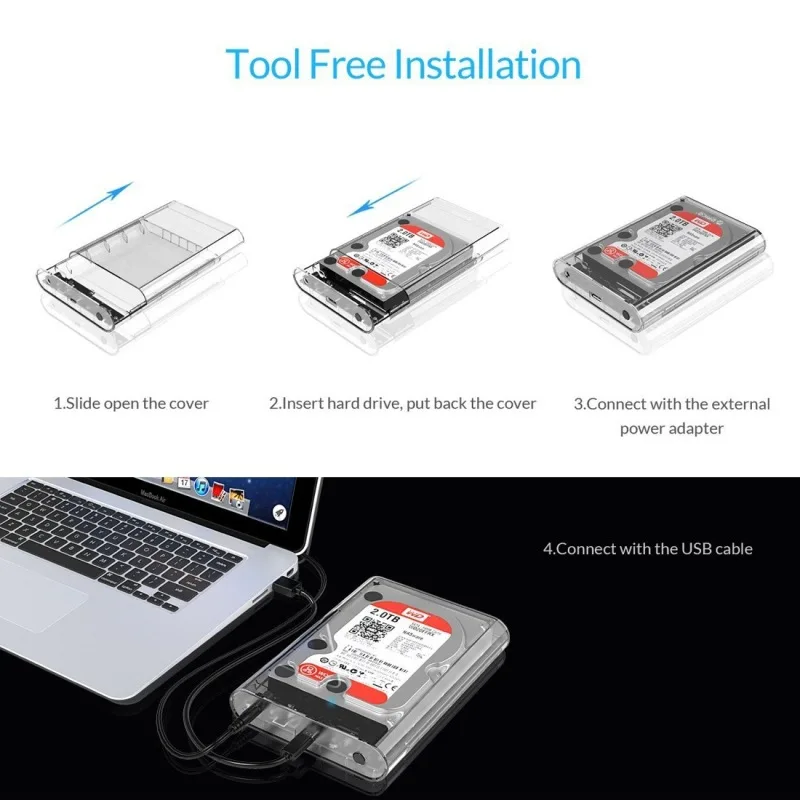 3,5 дюймов SATA HDD USB 3,1 для внешнего жесткого диска type-C корпус для хранения