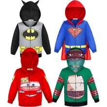Для маленьких мальчиков толстовка с капюшоном Детская куртка Капитан Америка Железный человек Бэтмен вспышки «Человек-паук», пальто для мальчиков, длинный рукав детская одежда
