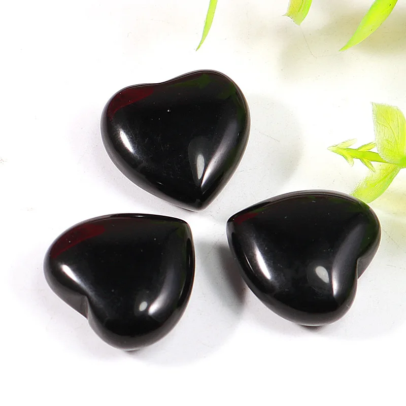 Natural Stone 20*10mm Heart Obsidian Healing Crystal Small Ornaments Jewelry Accessories