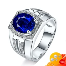 925-Silver Jewelry Finger-Rings-Accessory Men Ring Gemstone Sapphire Wedding-Engagement