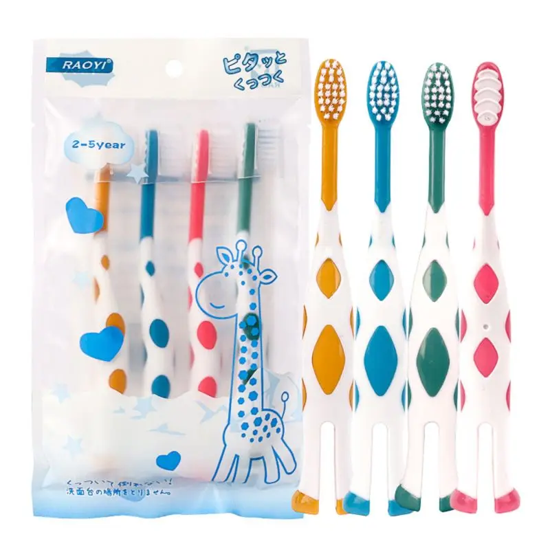 

4 Pcs Cute Cartoon Baby Teeth Care Toothbrush Super Fine Soft Children Toothbrushes 2019