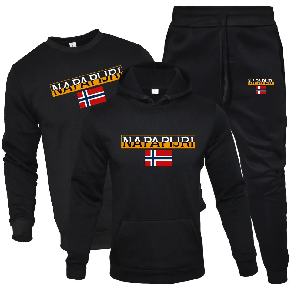 

2019 New Style Lettered Fashion Casual Printed Hoodie Sweatpants Sports round Neck Sweater 3-Piece Set