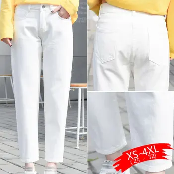 

2020 Fashion Ripped Jeans Woman High Waist Boyfriend Jeans For Women Plus Size Blue Black White Denim Mom Jeans Pants Trousers
