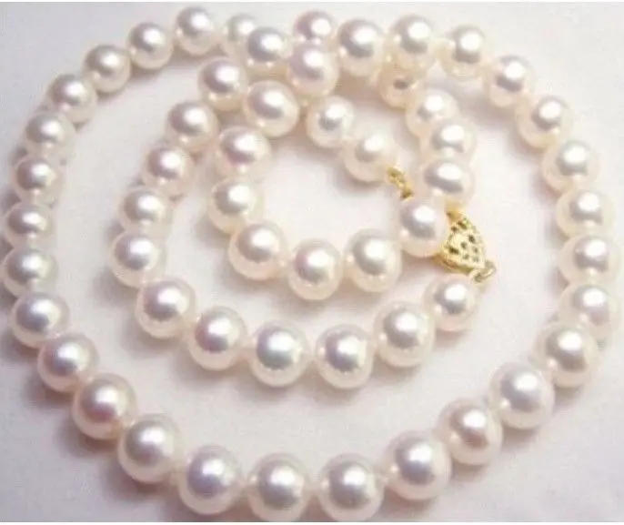 GENUINE NATURAL 9-10MM WHITE SOUTH SEA AAA+ PEARL NECKLACE 18 INCH