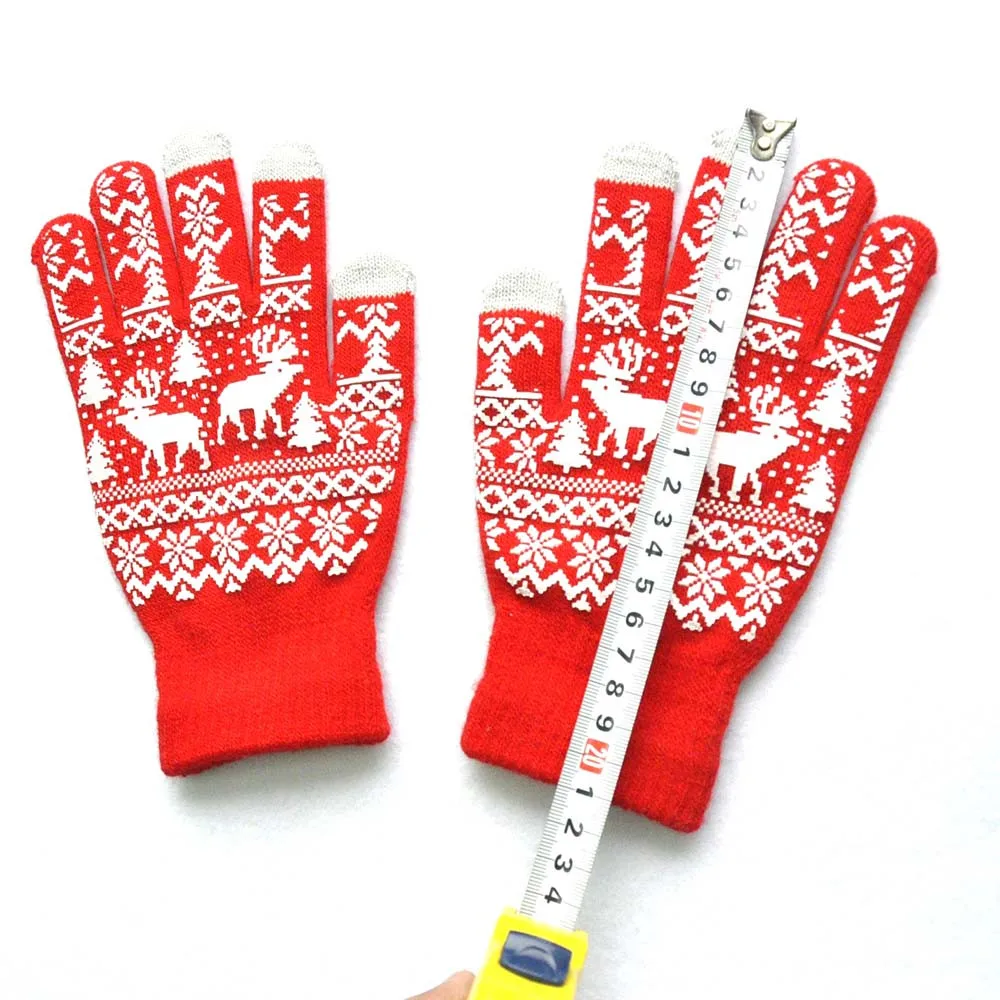 Мужские и женские Рождественские Зимние теплые перчатки на весь Палец эластичные вязаные рукавицы wapiti Pint экран милые велосипедные перчатки