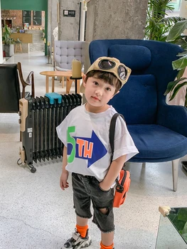 

Children Print Short-Sleeve T-shirt Cotton Boys 2020 Summer Korean Half Sleeve Children Baby Western Style Summer Tops