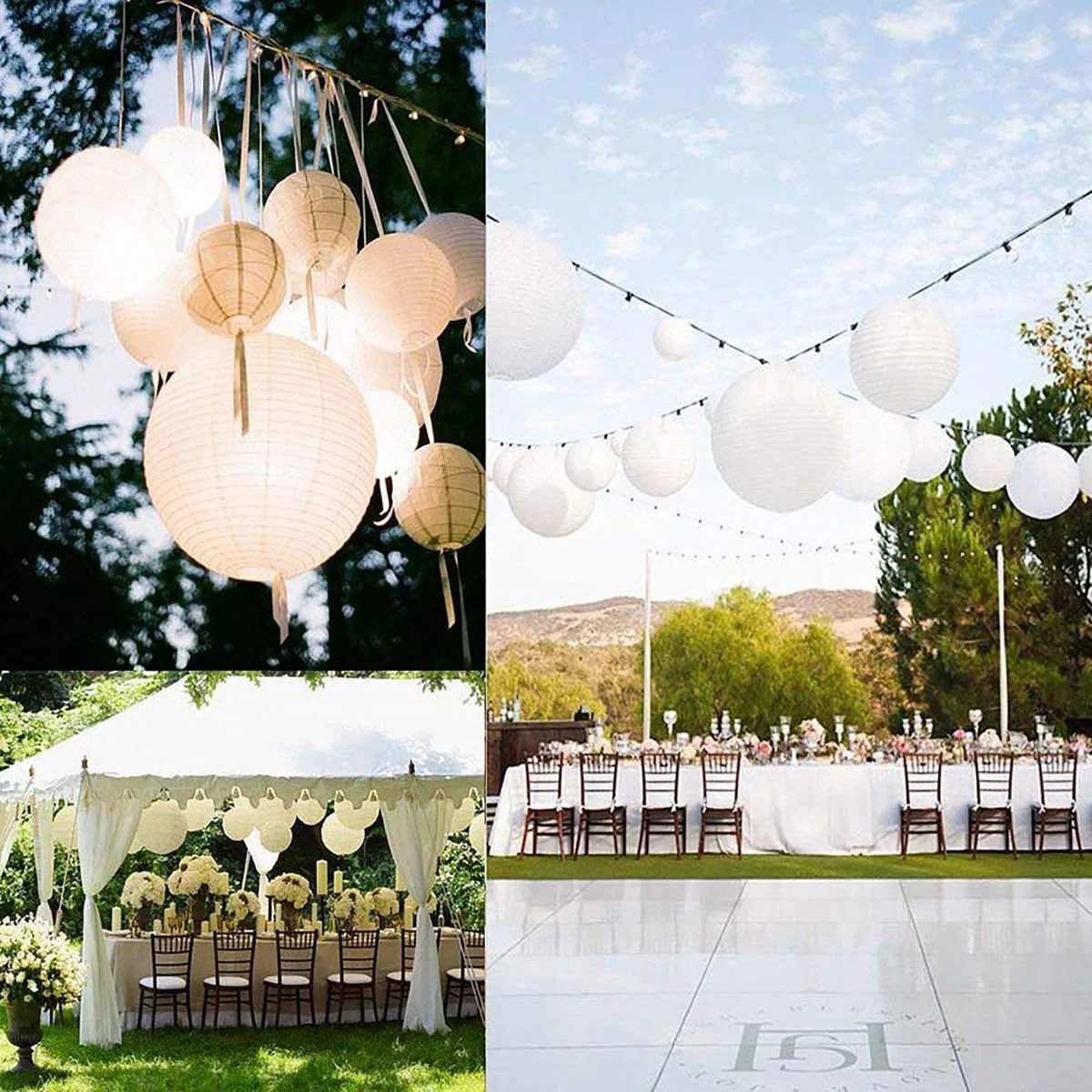 15pcs/Lot 4-12 inch Mix Size Chinese Paper Ball Lampion Hanging White Wedding Decoration Paper Lanterns Lampshade Party Decor