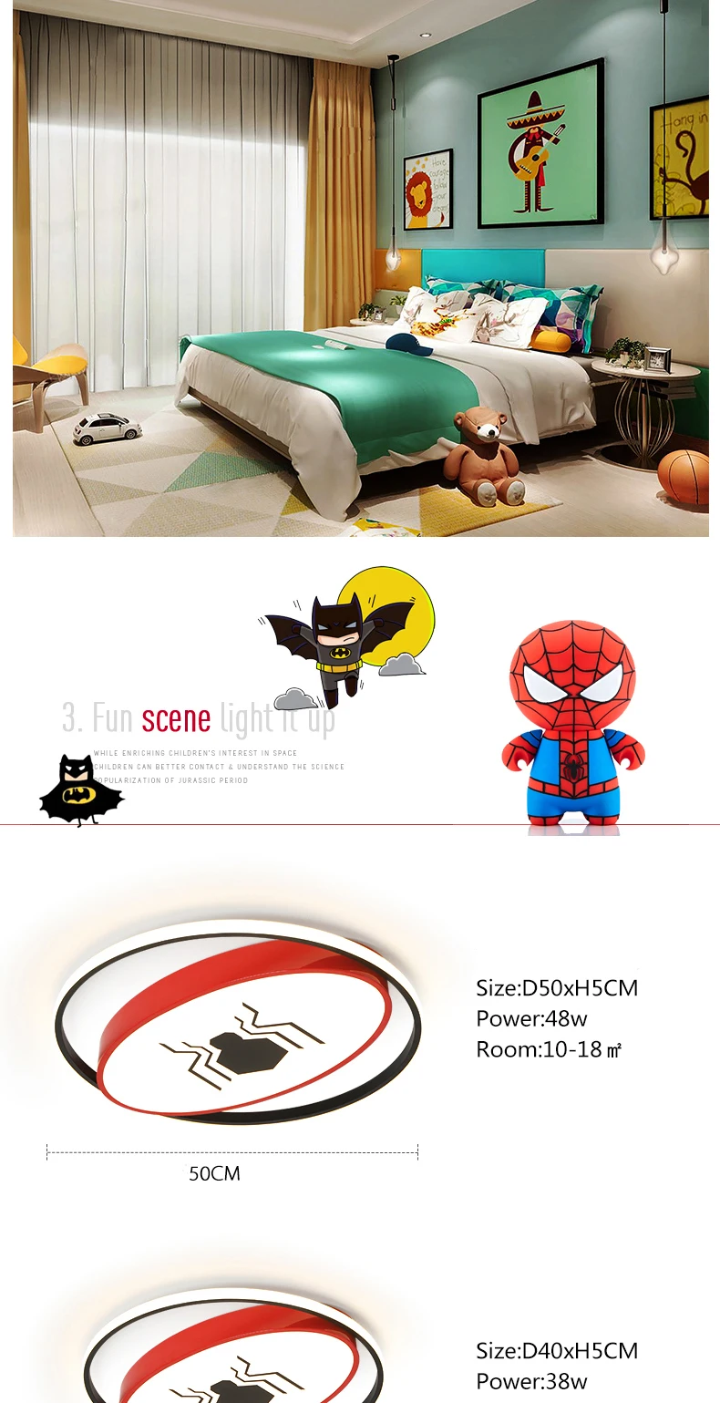 New Spider/bat man Modern LED Ceiling Lights for Children's room Bedroom led techo Ceiling lamp home lighting led ceiling light