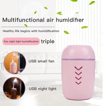 

New 3 In 1 Car Vehicle Usb Rechargeable Ultrasonic Mini Air Humidifie With LED Night Lamp Air Purifier Fan For Home Office Decor