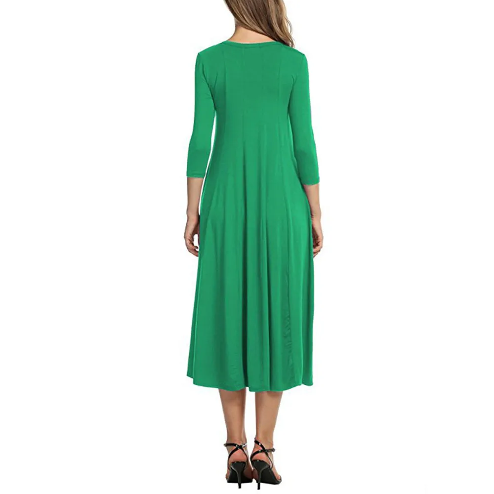JAYCOSIN Casual Womens Half Sleeve Loose Long Maxi Dress Autumn Winter A-Line Solid color o-neck Dress Vestido Vestidos Elbise