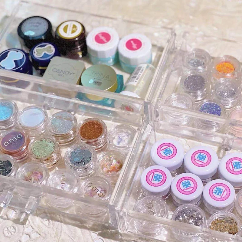 36Grid Nail Art Transparent Empty Stackable Storage Box Acrylic Large Space  Organizer For Nail Charm Rhinestone Magnet Cover - AliExpress