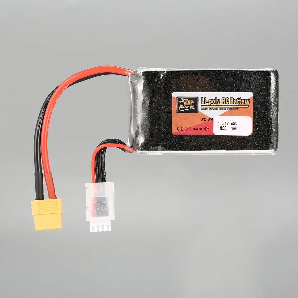ZOP Power 11 1 В 1800 мАч 65C 3S 3S1P Lipo Battery XT60 вилка перезаряжаемая для радиоуправляемого