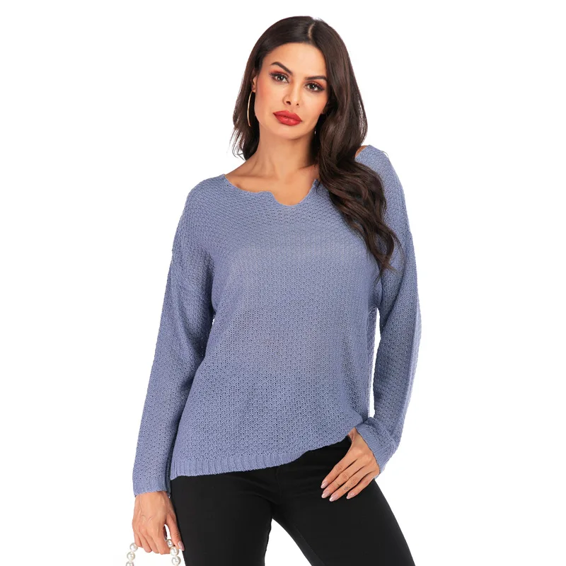 

Sweater Female 2020 Summer Spring Women's Long Sleeve V-neck Pullover Thin Knitted Tees Female 10colors Loose S M L XL Size
